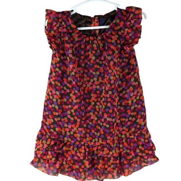 BabyGap Toddler Multicolor Dot Dress 12-18 Months Ruffle Sleeves & Hem Multicolo - Picture 1 of 6